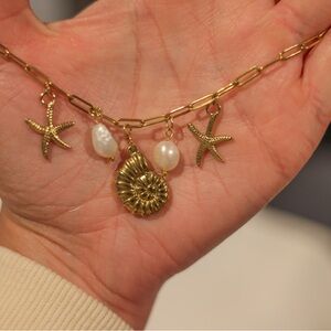 18K Gold Plated Waterproof Hypoallergenic Charm Necklace Sea Themed